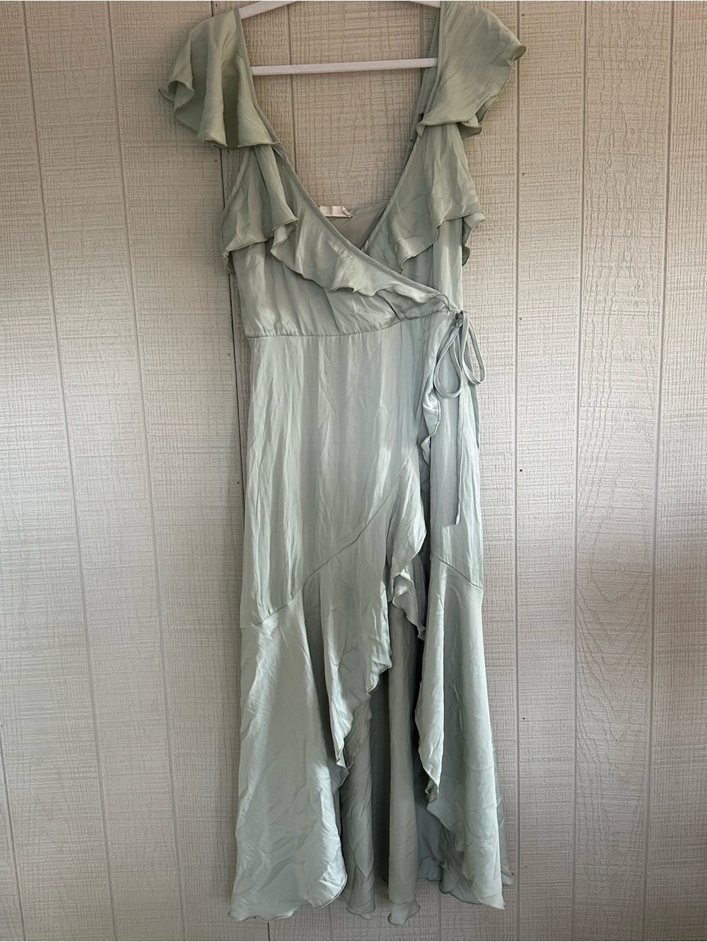 Altar d state green off the shoulder Ruffles long dress Size M